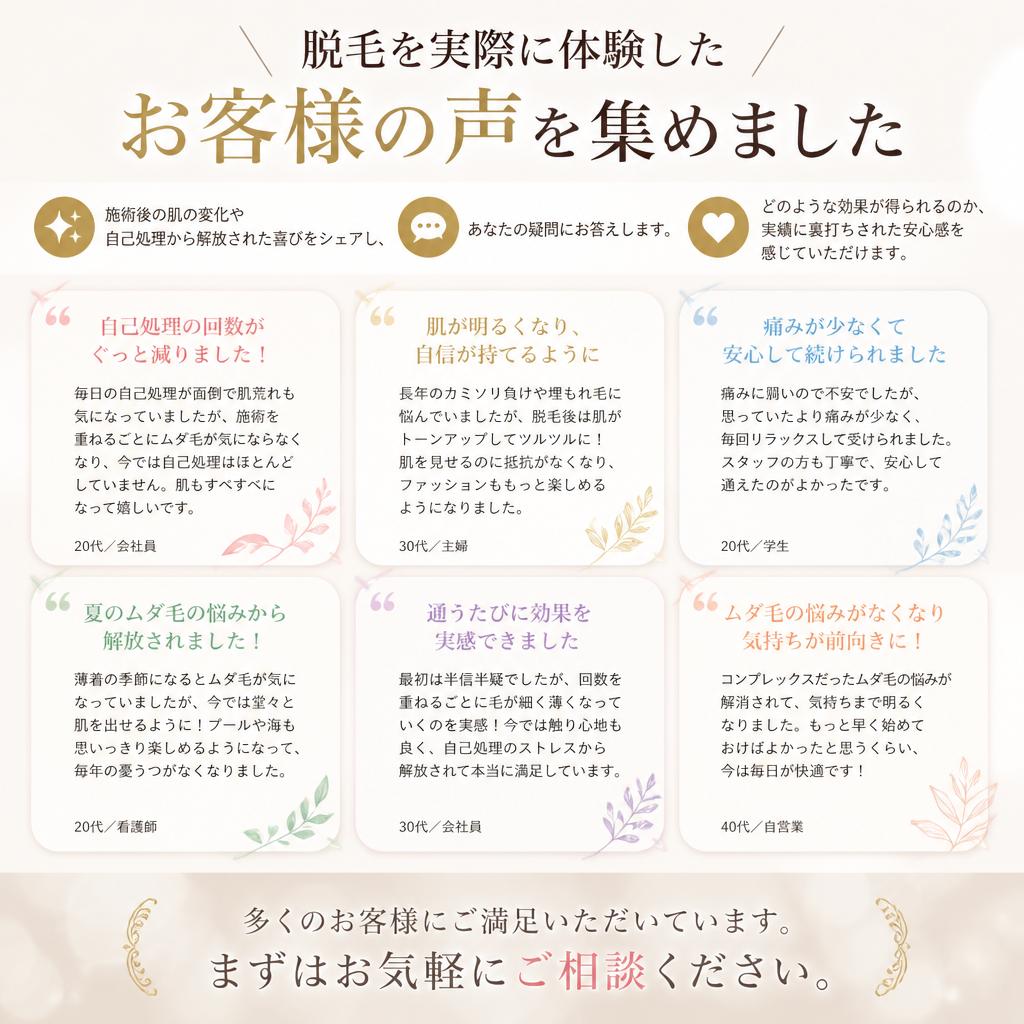 体験者の声と効果の実績